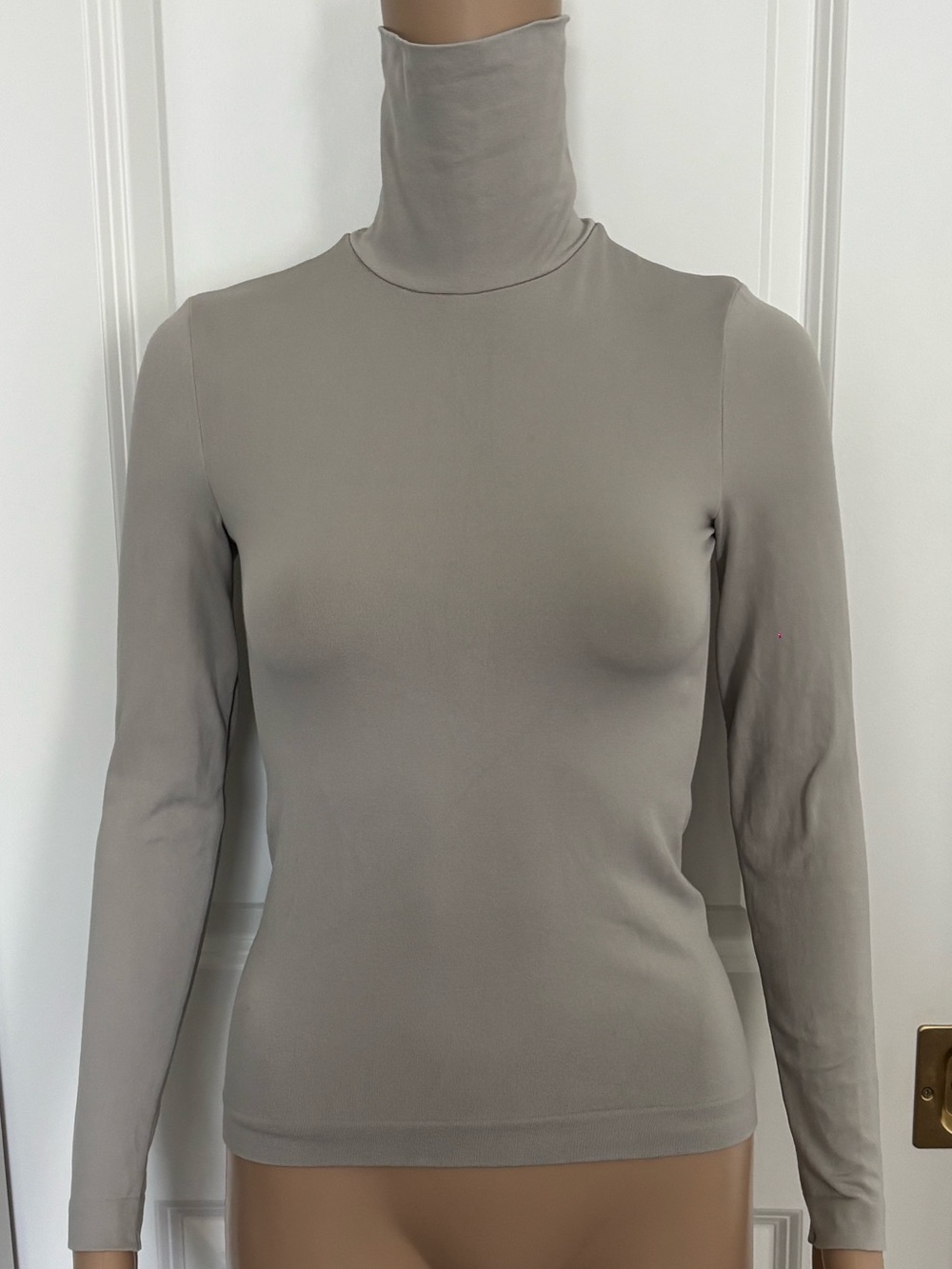 Wolford Long Sleeve Turtleneck Top - Taupe Gray